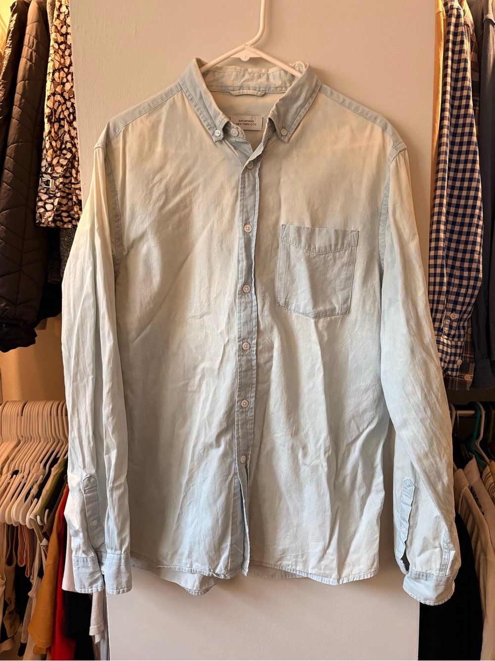 Saturdays New York City Pale Blue Button-Down Shirt